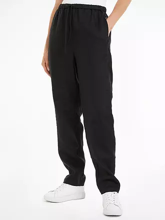TOMMY HILFIGER | Pantalones de lino corte jogger | schwarz